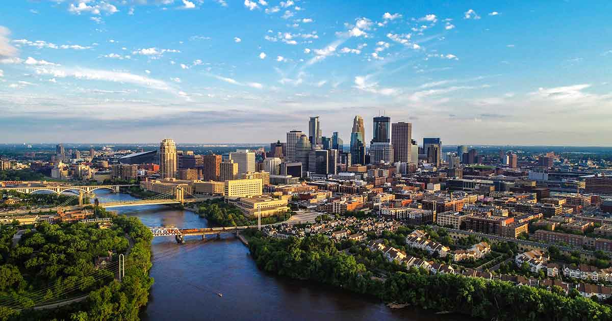 View of Minneapolis, Minnesota downtown and business district