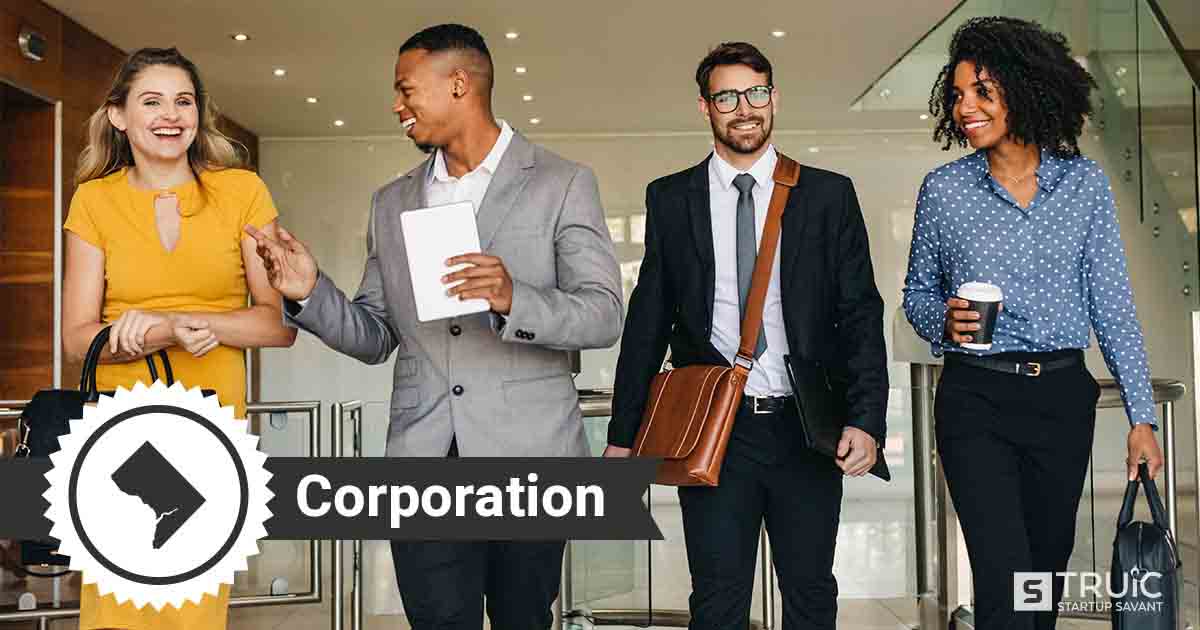 Four Washington D.C. entrepreneurs deciding how to form a Washington D.C. corporation.