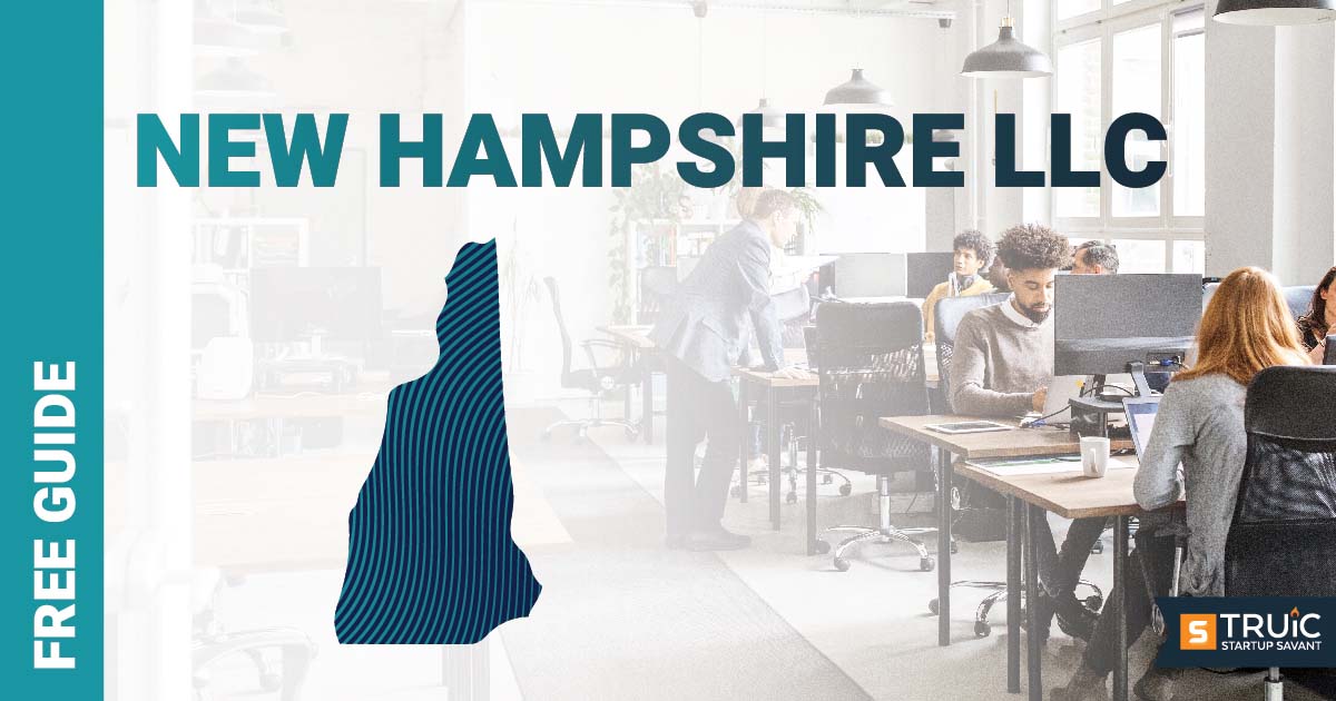 Woman sitting at her desk using her laptop to start an L L C in New Hampshire.