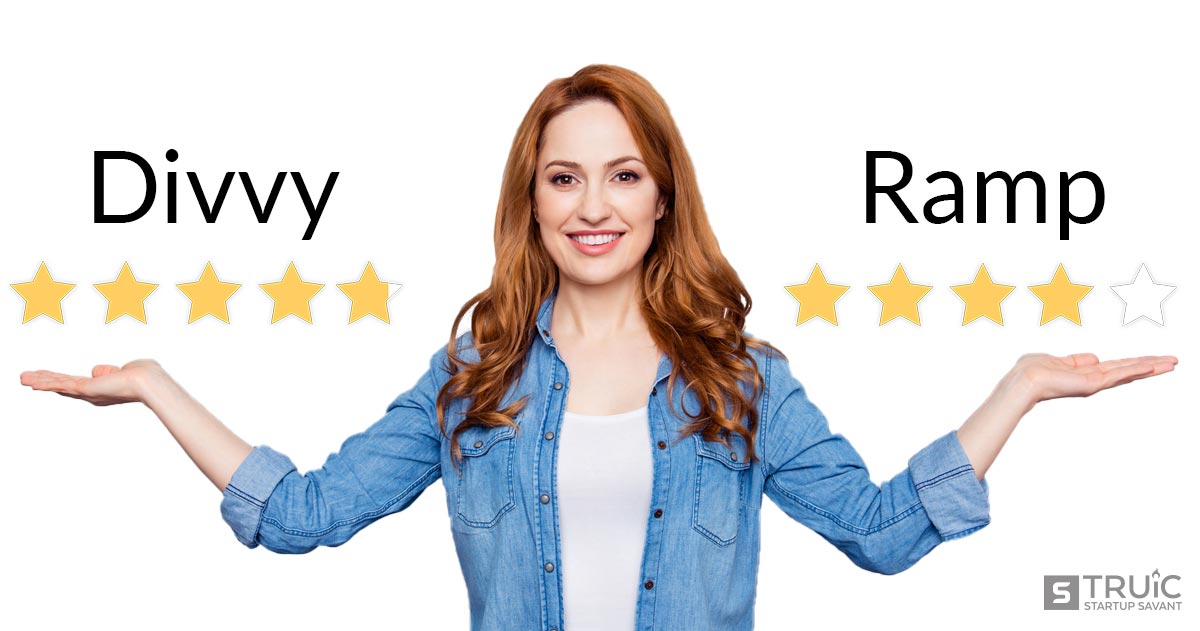 Woman comparing Divvy versus Ramp ratings.