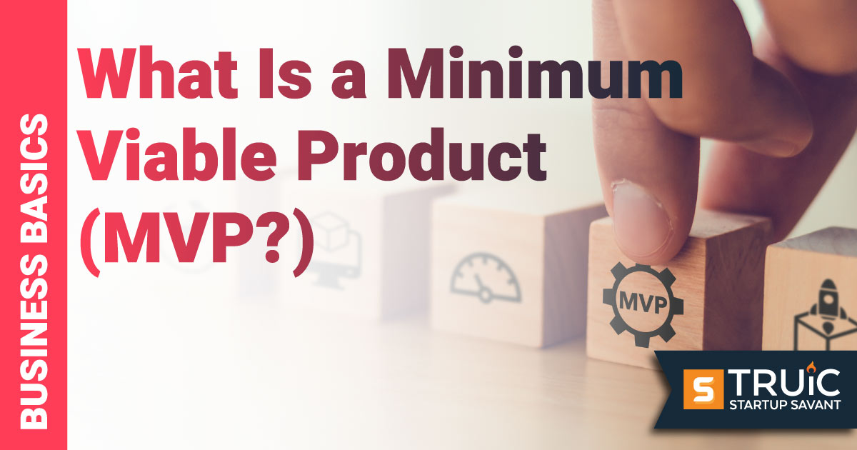MVP written on letter board next to sticky note stating, minimum viable product.